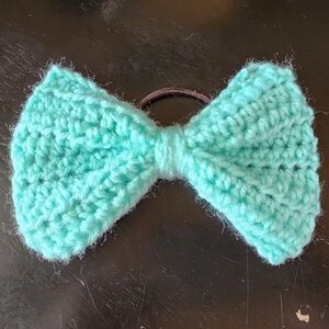 Handmade Mint Green Crochet Bow Hair Tie